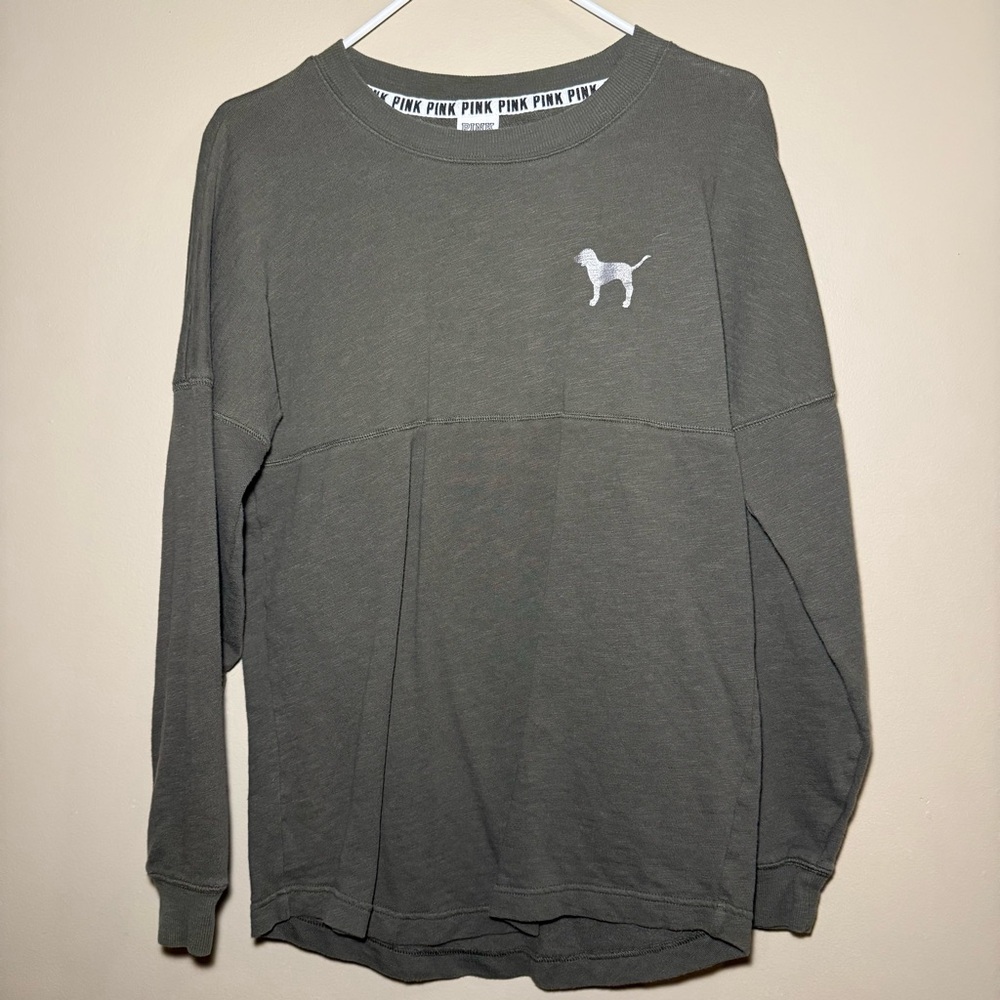 PINK Victoria's Secret Long Sleeve Shirt - Olive Green